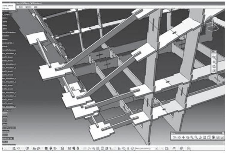 Modelo tridimensional en un programa de diseño asistido con su árbol de parámetros